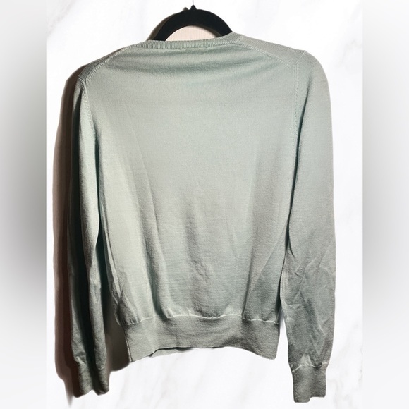 Holt Renfrew crew neck mint  green merino wool long sleeve light knit sweater XL - Picture 3 of 4